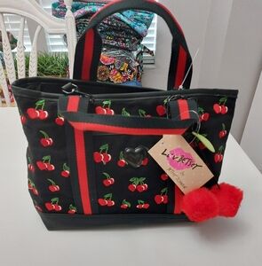 Betsey Johnson Canvas Embroidered Cherries Tote NWT